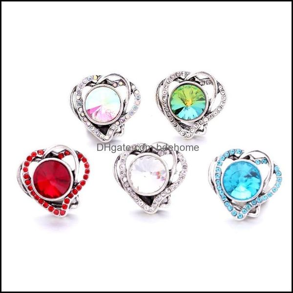 

clasps hooks wholesale fashion heart rhinestone ginger snap button clasp jewelry findings women men red blue pink zircon charms 18mm dhonp