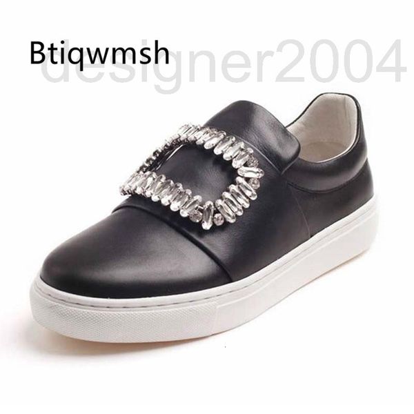

dress shoes designer 2019 black real leather rhinestone square buckle moccasins shoes woman toe round thick bottom flat fashion dress ii1p