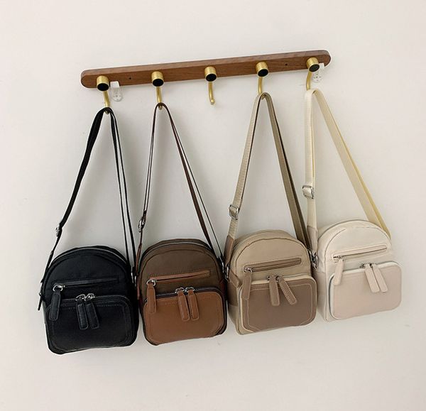 

vintage style children handbags girls patchwork color single shoulder bag kids portable nylon messenger casual bags q8132, Black