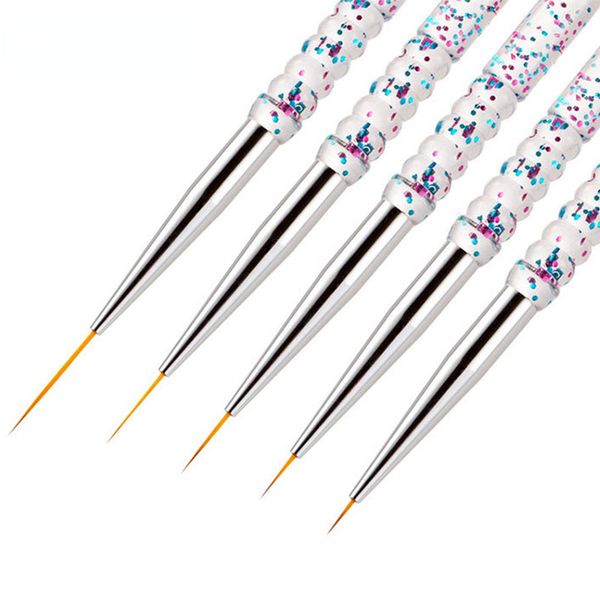

5pcs/set nail art liner brush set acrylic french stripe3d tips manicure ultra-thin line drawing pen uv gel brushes painting tools, Yellow