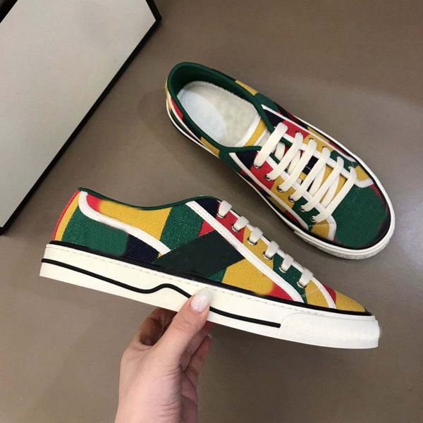 

women tennis 1977 casual shoes luxurys designer womens shoe italy green and red web stripe rubber sole for stretch cotton low platform mens, Black