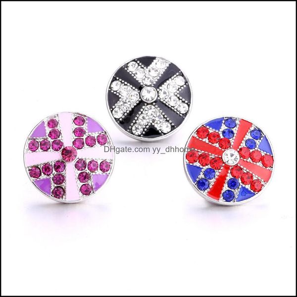 

components black red white pink crystal snap button jewelry sier 18mm metal snaps buttons fit bracelet bangle noosa drop delivery 202 dhubl, Blue;slivery