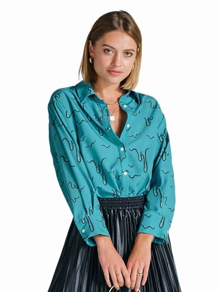

women's blouses & shirts x donna adi allover print longline shirt s7y3#, White