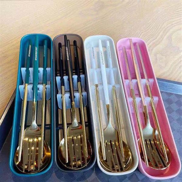 

1 set starbucks spoon fork and chopsticks 304 stainless material factory supply303h