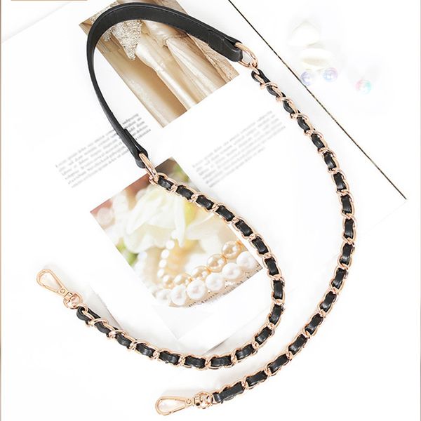 

bag parts accessories 100120cm metal chain leather strap fashion exquisite black shoulder straps hardware 220827