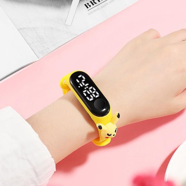 

student watch waterproof cartoon cute doll sports electronic watch, Slivery;brown