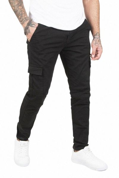

men's pants deepsea male beli wheel cargo slim fit cotton lycra four seasons 2202189 r5an#, Black