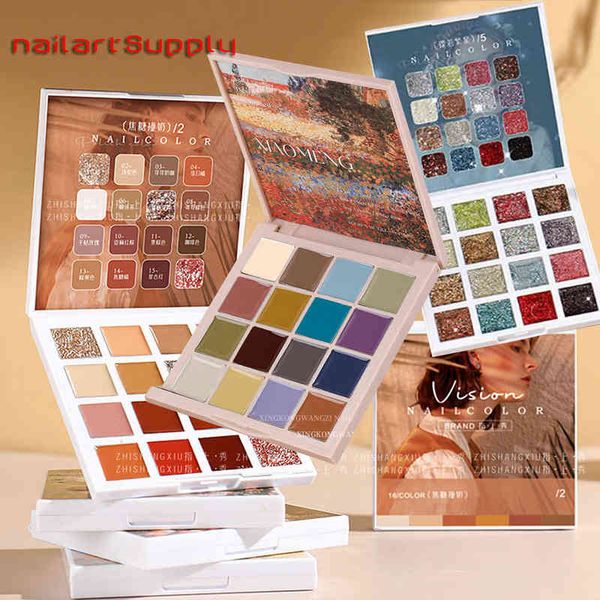 

nail polish 16 colors solid gel palette japanese tank ptherapy soak off uv led glue jelly color kd#16 t220826