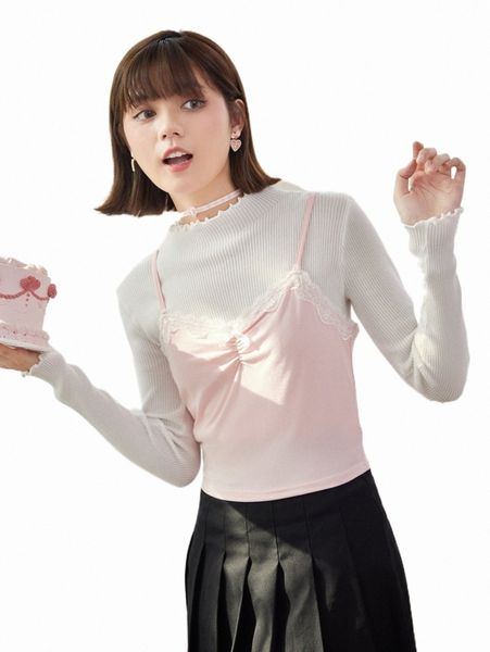 

women's tanks & camis romwe kawaii lace trim cami d82k#, White