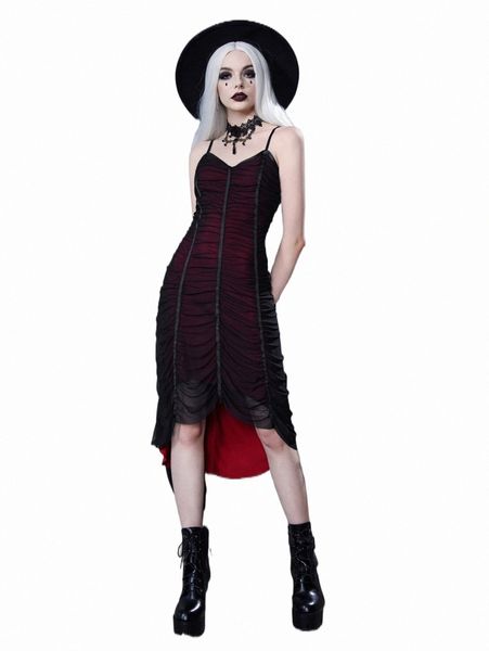 

casual dresses halloween witch ruched high low cami dress v05m#, Black;gray
