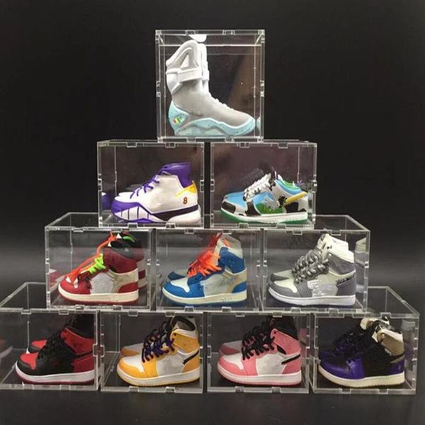 

mini 3d stereo sneaker keychain decoration creative car key chain men hanging basketball shoes stereo model couple gift series sou263z, Silver