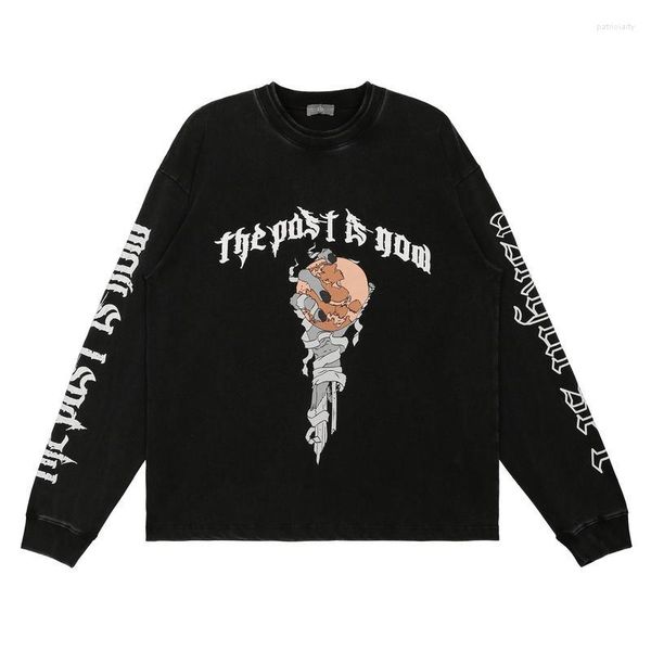 

men's hoodies 22ss sanskrit cross painting soft fabric eu size askyurself aesthetic clothes techwear, Black