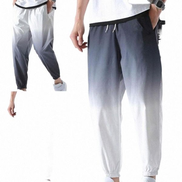 

men's pants casual trousers men loose stylish ankle tied drawstring d0c7#, Black