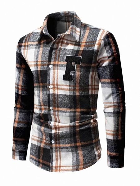 

men's down & parkas men plaid letter patched detail overcoat q6k5#, Black