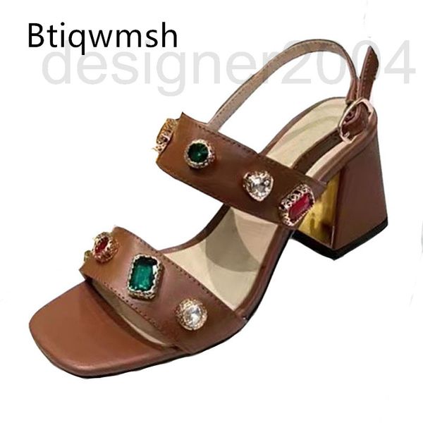 

sandals designer single rhinestone sandals woman opentoe metal diamond sling high heel pumps lady party shoes x4i3, Black