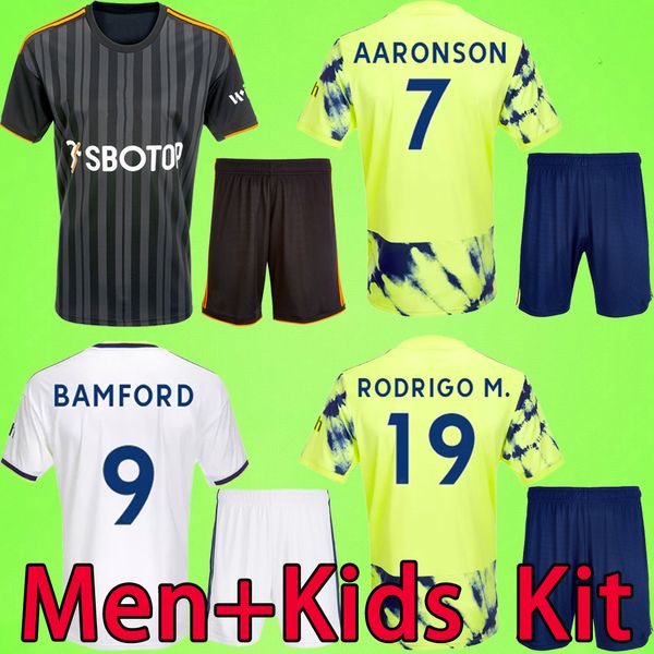 

men kids kit with shorts soccer jersey 22 23 leeds aaronson sinisterra adams kristensen roca harrison 2022 2023 football shirt united childr, Black
