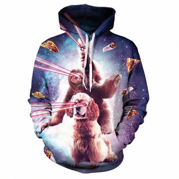 

men's hoodies & sweatshirts 2021 fashion 3d hoodie animal funny dog head pullover printed sweater/zipper streetwear h1da#, Black