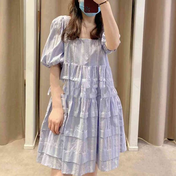 

casual dresses fadan  spring and summer square neck hollow out baby skirt small shirt white loose dress female, Black;gray