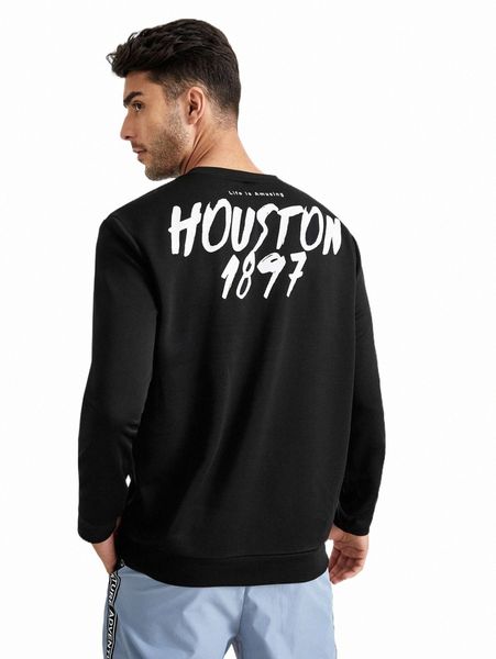 

men's hoodies & sweatshirts men letter graphic sweatshirt k3wp#, Black