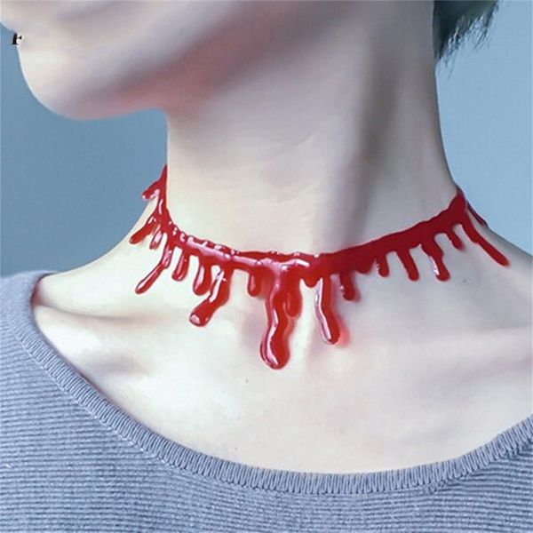 

2022 new fashion halloween red blood choker necklace for women scary vampire dark cosplay necklaces gothic jewelry party gift, Silver