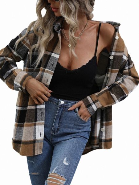 

women's blouses & shirts plaid print button front blouse x6hm#, White