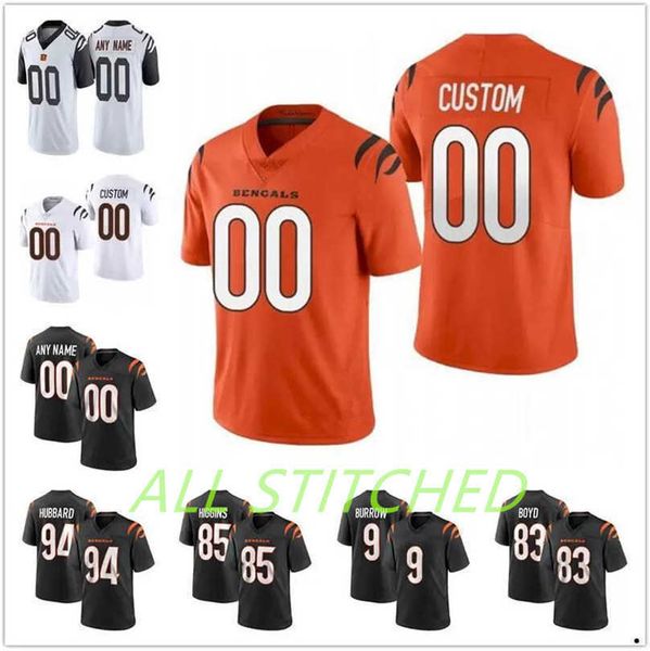 

joe burrow ja'marr chase jersey custom cincinnati''bengals''black tee higgins sam hubbard logan wilson evan mcphers