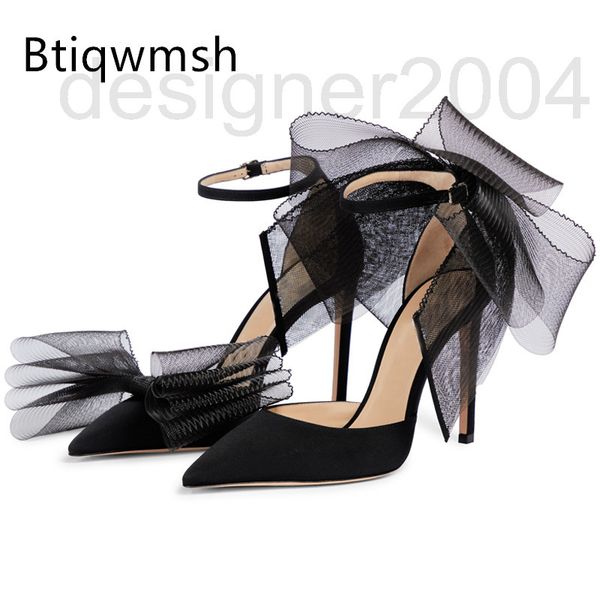 

sandals designer large butterfly gladiatonr sandals woman pointed toe pink satin luxury thin heel pumps lady party shoes pxnw, Black