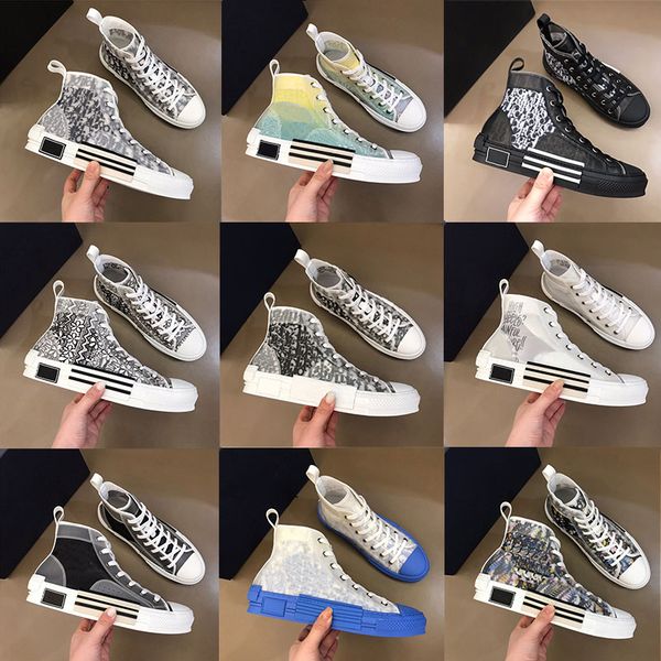 

new designer sneakers b23 oblique casual shoes embroidery printed alphabet canvas shoes high low women men sneaker eur 36-45