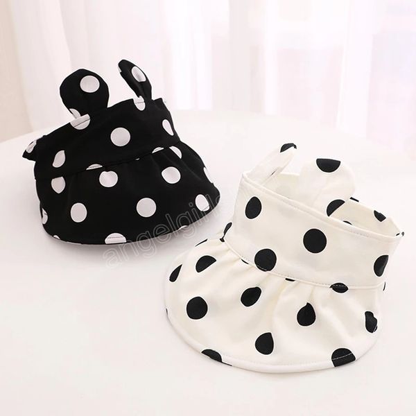 

summer baby sun hat rabbit ear bunny hats polka dots print empty uv cap for children boy girl outdoor kids visor caps 8-36m, Yellow