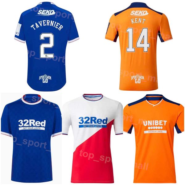 

glasgow rangers soccer 20 alfredo morelos jerseys 22-23 club 2 james tavernier 6 connor goldson 8 ryan jack 17 rabbi matondo blue orange whi, Black;yellow
