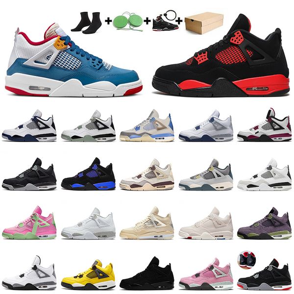 

2022 women mens 4 basketball shoes jumpman 4s messy room red thunder midnight navy university blue black cat seafoam sail white oreo outdoor