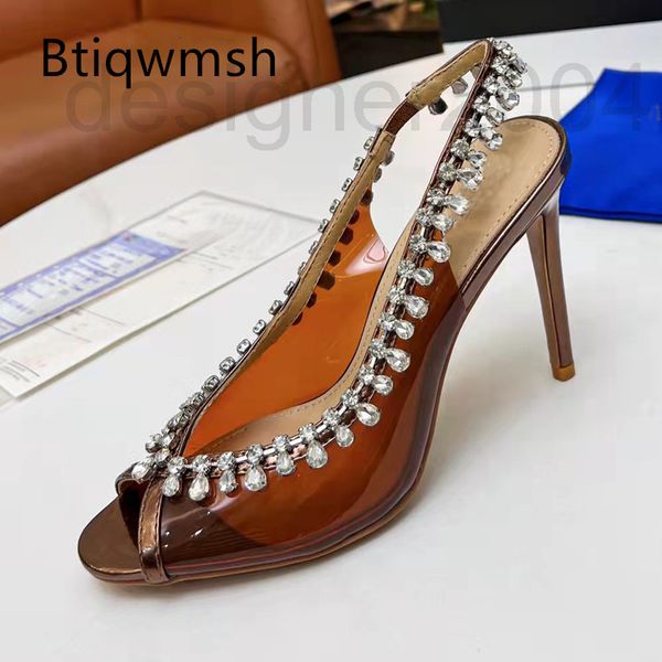 

sandals designer green rhinestone sandals woman pointed toe hollow diamond cross strap high heel shoes lady party eeui, Black