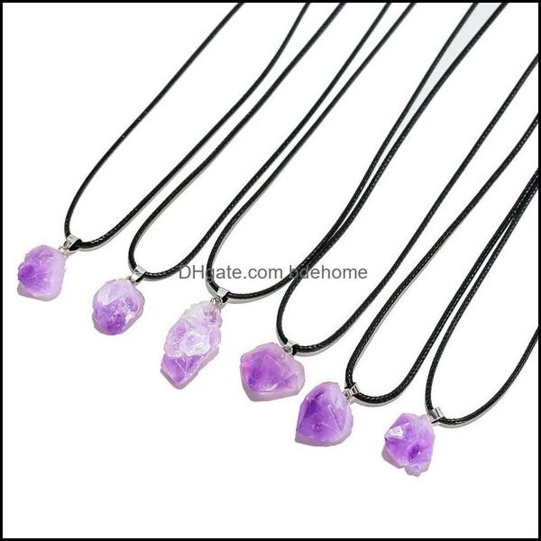 

pendant necklaces geometric irregar rough amethyst natural stone crystal simple versatile necklace for women drop delivery 2021 jewel dhga9, Silver