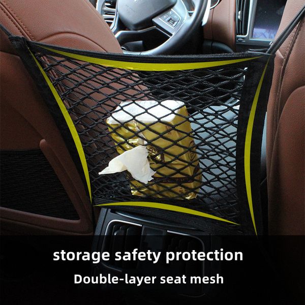 

car organizer seat storage mesh pocket auto seats back bag universal double-layer interior supplies