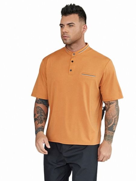 

men's polos extended sizes men stand neck polo shirt e3h0#, White;black