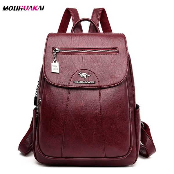 

backpack 9 color women soft leather backpacks vintage female shoulder bags sac a dos casual travel ladies bagpack mochilas school 220827