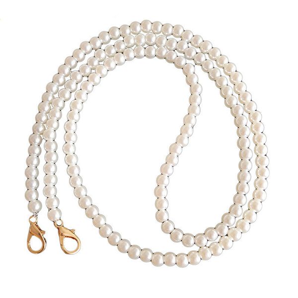 

bag parts accessories pearl strap for bags handbag accessories belt brand handles cute bead chain tote women parts gold clasp bead 220827, Black