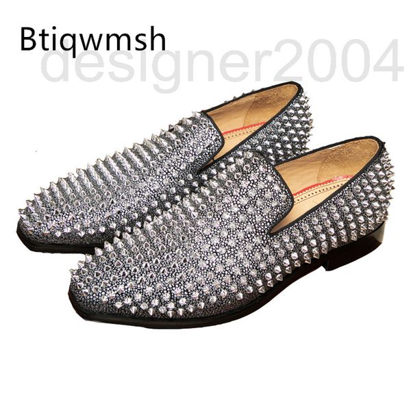 

dress shoes designer luxury studded shoes man toe pointed rivet slip on men flat fashion party xpyz, Black