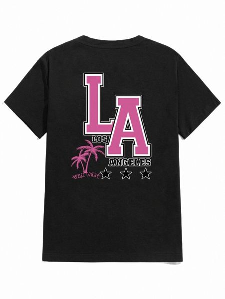 

men's t-shirts romwe guys letter tropical graphic tee p5ot#, White;black