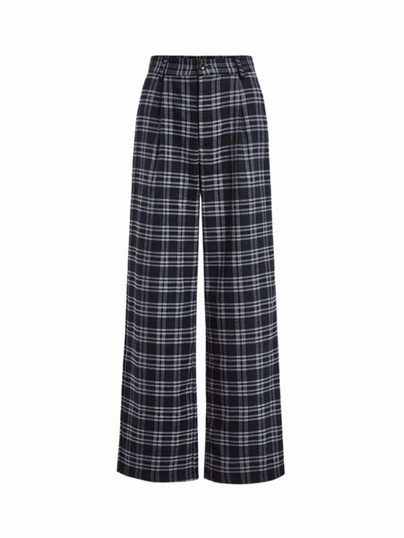 

women's suits & blazers mod plaid print wide leg pants v6ub#, White;black