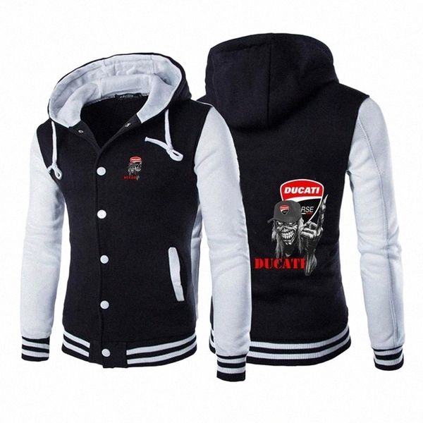 

men's hoodies & sweatshirts 2021 spring and autumn stitching hoodie ducati logo fashion novel trend casual all-match lace jacket k2du#, Black