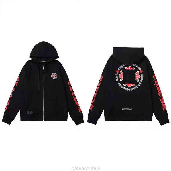 

mens loose classic hoodie ch brand sweatshirts designer horseshoe sanskrit print luxury zipper jacket fashion pullover hooded coat women sw, Black