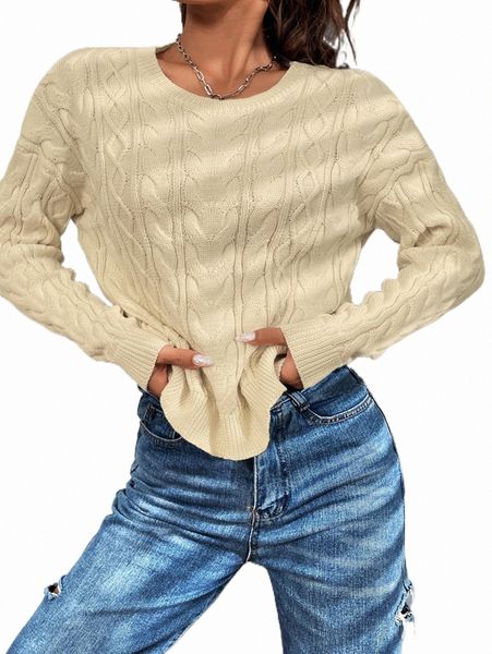 

women's sweaters cable knit drop shoulder sweater c6go#, White;black