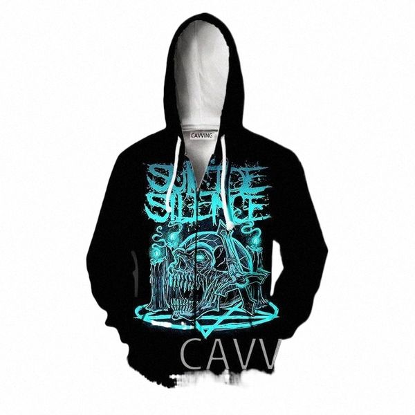 

men's hoodies & sweatshirts fashion 3d print suicide silence zipper zip up hooded harajuku hoodie hip hop z02 35yf#, Black