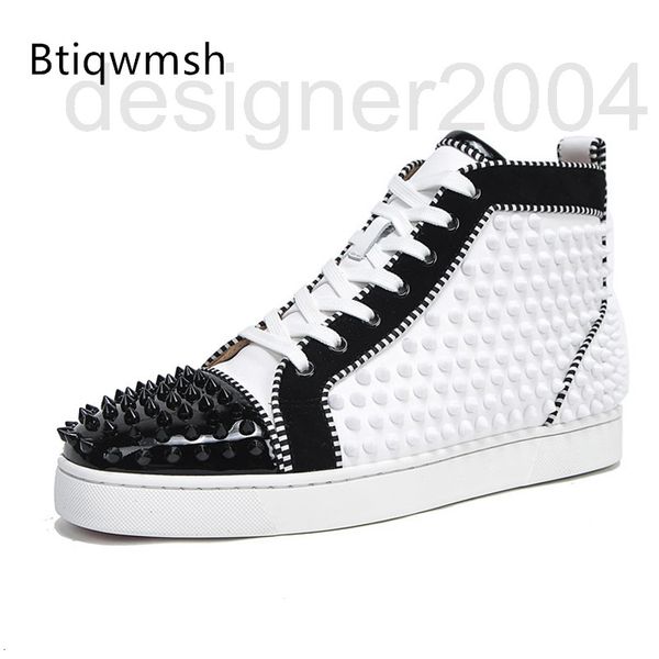 

dress shoes designer 2020 new studded men shoes toe round rivet lace up high color mixed flaps flat man fashion moccasins dkib, Black