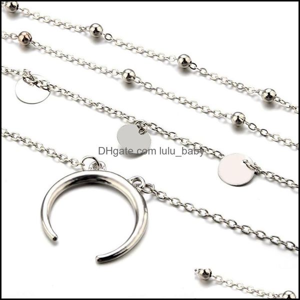 

choker pretty necklace beautifly long moon pendants gold color coin chocker boho chain mtilayer drop delivery 2021 jewelry necklaces dhuhi, Golden;silver