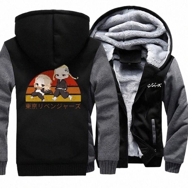 

men's hoodies & sweatshirts tokyo revengers anime mikey draken mens sweatshirt winter warm men clothing harajuku streetwear jacket japa, Black