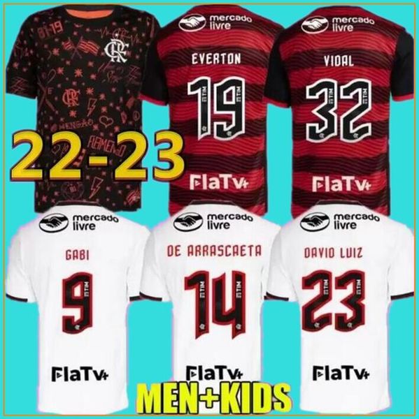 

flamengo soccer jerseys 2022 2023 fans player version david luiz diego e.ribeiro gabi 22 23 football shirts vidal pedro de arrascaeta everto, Black;yellow