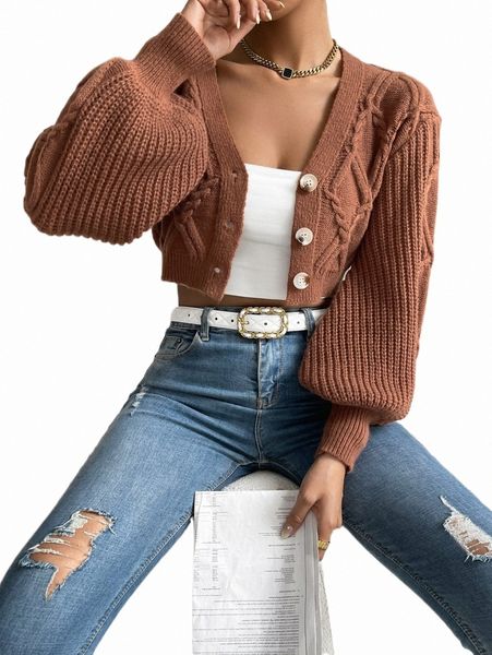 

women's sweaters cable knit lantern sleeve crop cardigan j1mn#, White;black