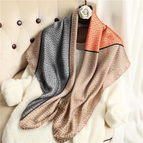 

summer designer letters print flower imitate silk scarf headband for women fashion long handle bag scarves paris shoulder tote luggage 206h, Blue;gray